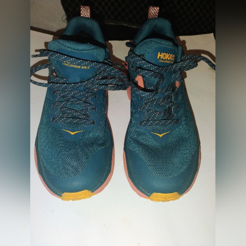 Hoka Women's Sneakers in Teal and Yellow